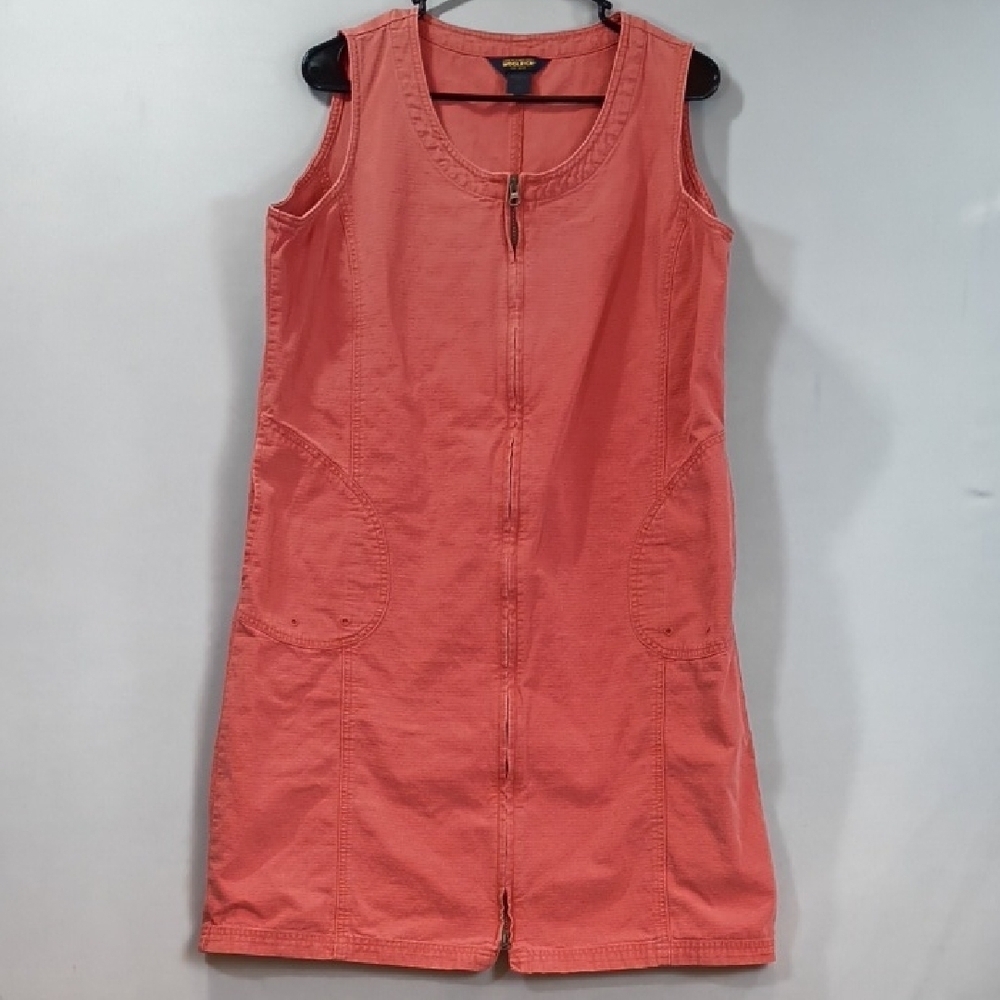 Woolrich Women's Sleeveless Zip-Up Dress with Pockets Deep Jasper Size XL
